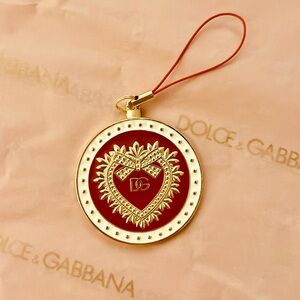 Dolce & Gabbana Devotion Red and Gold Heart Charm/Ornament (Set of 10)